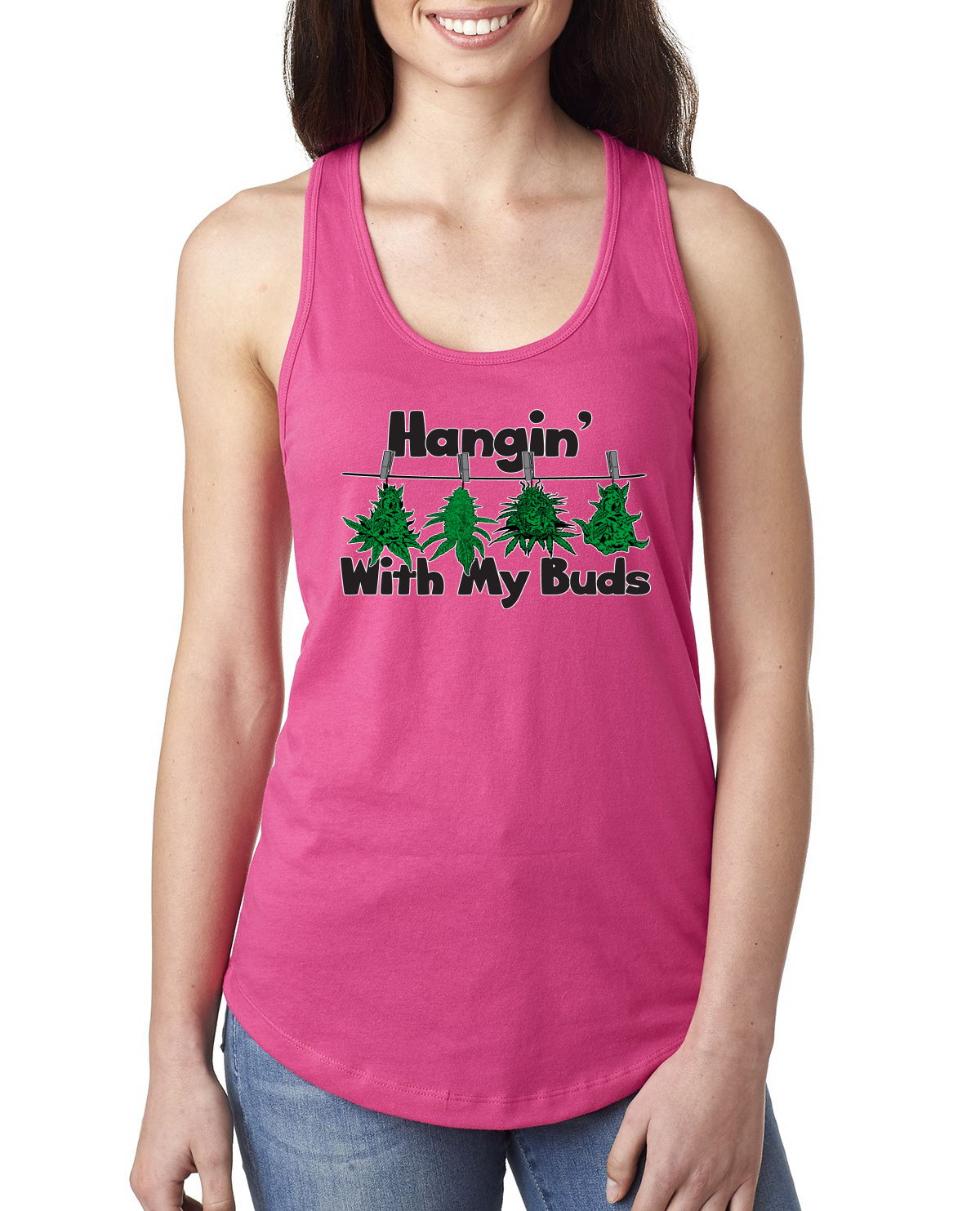 Hangin with My Buds THC Marihuana CBD Unkraut Damen Racerback Tank Top - Bild 14 von 14