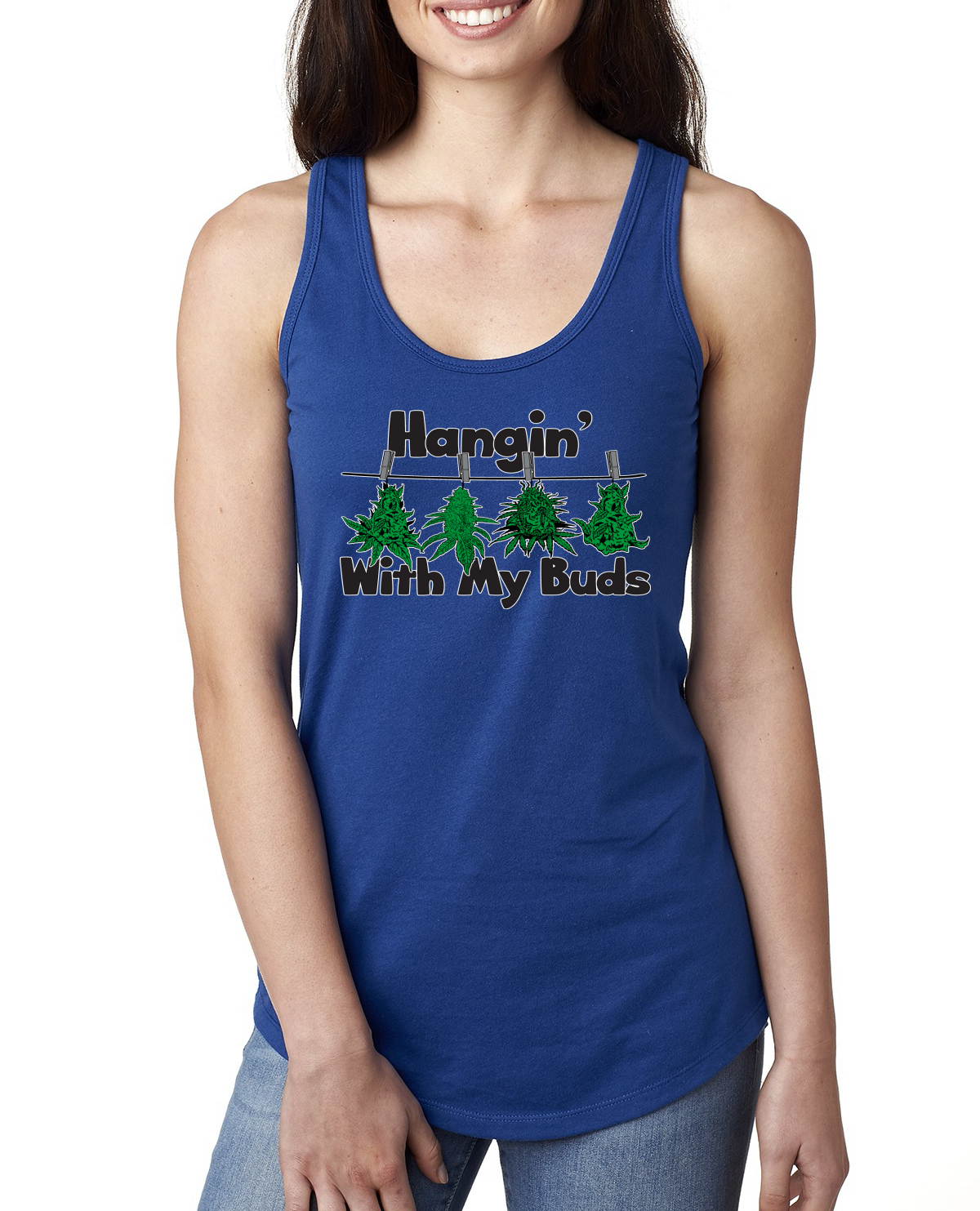 Hangin with My Buds THC Marihuana CBD Unkraut Damen Racerback Tank Top - Bild 8 von 14