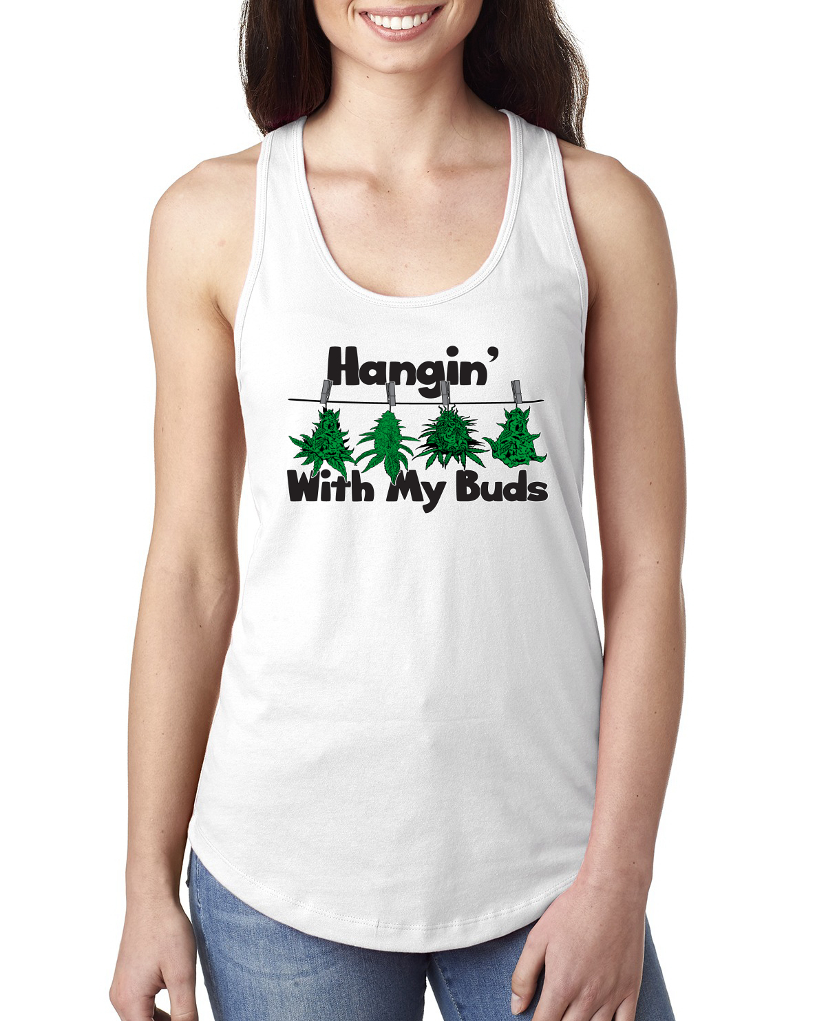Hangin with My Buds THC Marihuana CBD Unkraut Damen Racerback Tank Top - Bild 9 von 14
