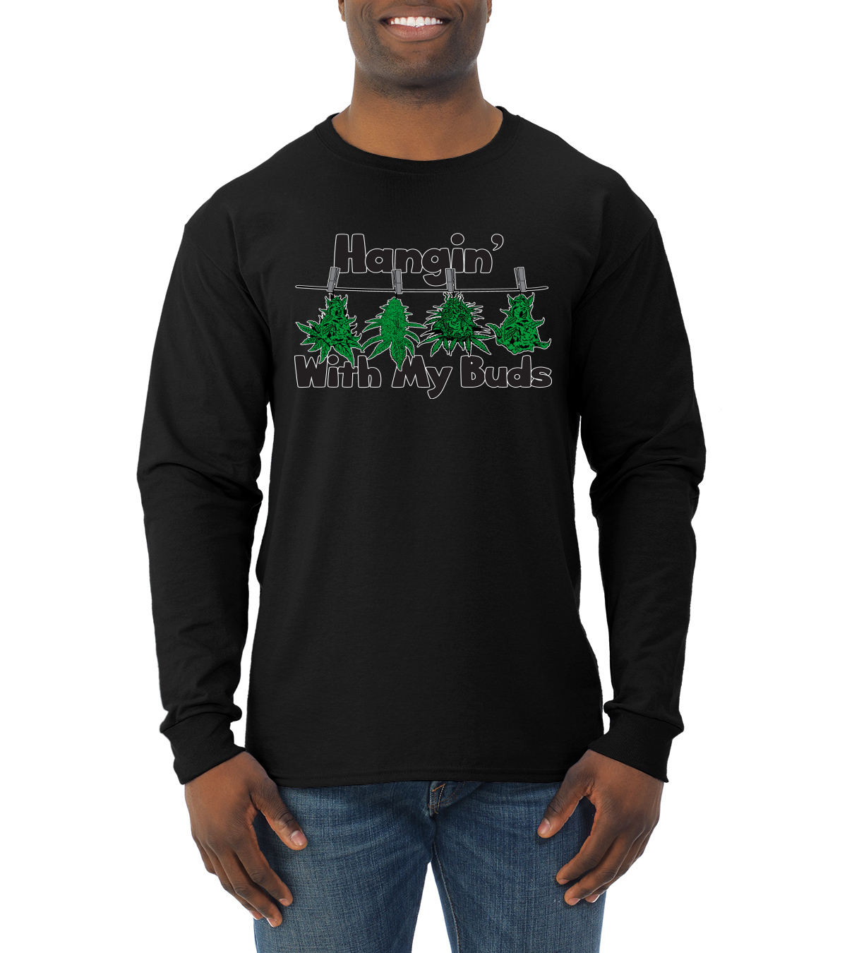 Hangin with My Buds THC Marijuana CBD Weed Mens Long Sleeve Shirt