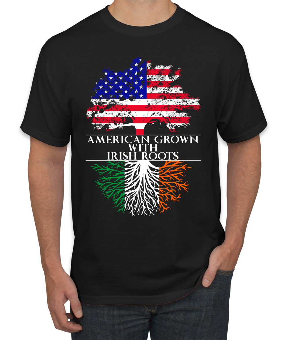American Grown with Irish Roots St Patricks Day Men Graphic Tshirt - Picture 3 of 6