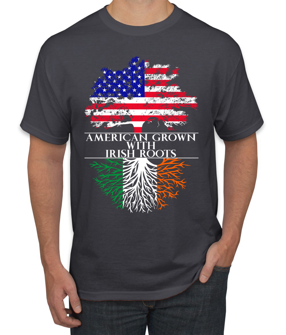 American Grown with Irish Roots St Patricks Day Men Graphic Tshirt - Picture 4 of 6