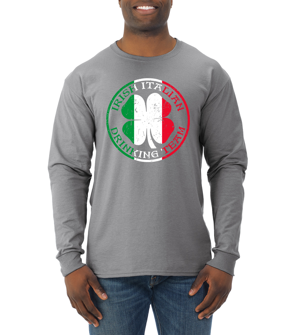 Camisa de manga larga del equipo bebedor italiano irlandés raza mixta San Patricio día para hombre - Imagen 5 de 6