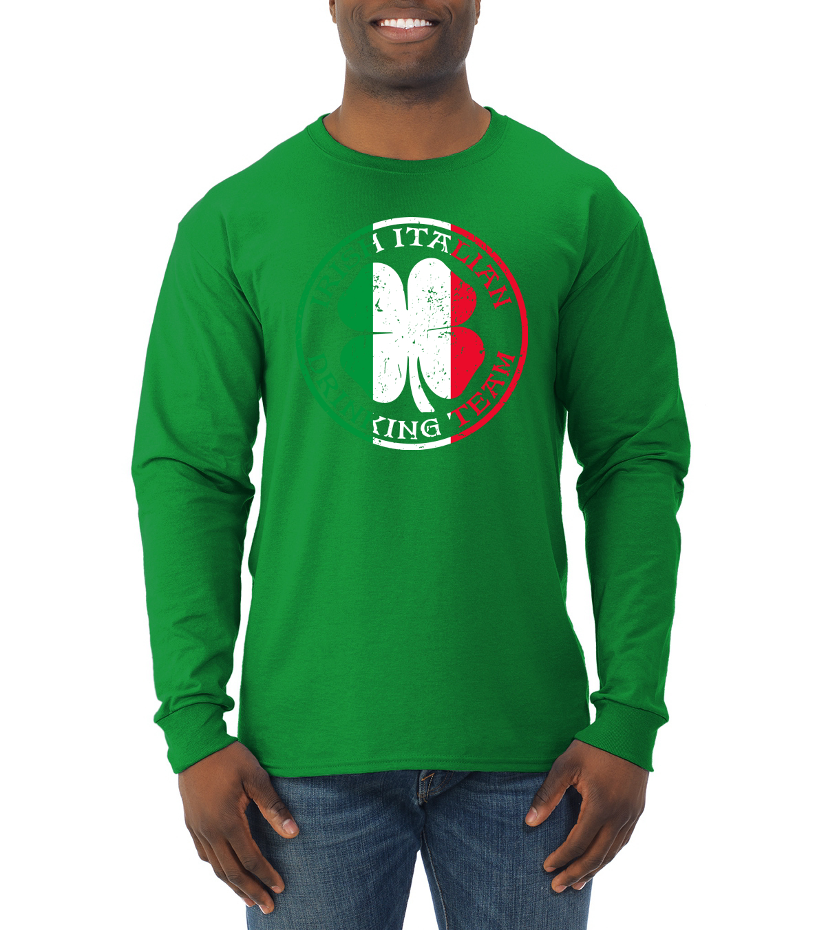 Camisa de manga larga del equipo bebedor italiano irlandés raza mixta San Patricio día para hombre - Imagen 6 de 6