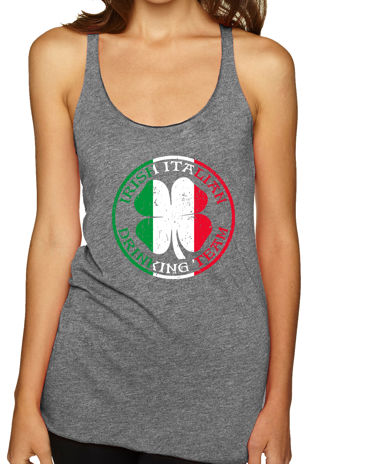 Irish Italian Drinking Team Mixed Race St Patricks Day Tri-Blend Tank Top - Picture 4 of 5