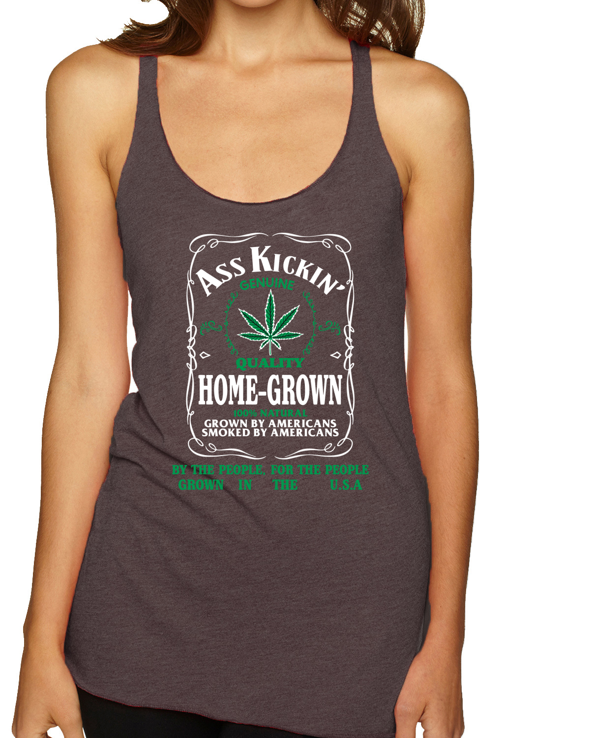 Top sin mangas Ass Kickin"" de calidad genuina cultivada en casa hierba triple mezcla Racerback - Imagen 2 de 15