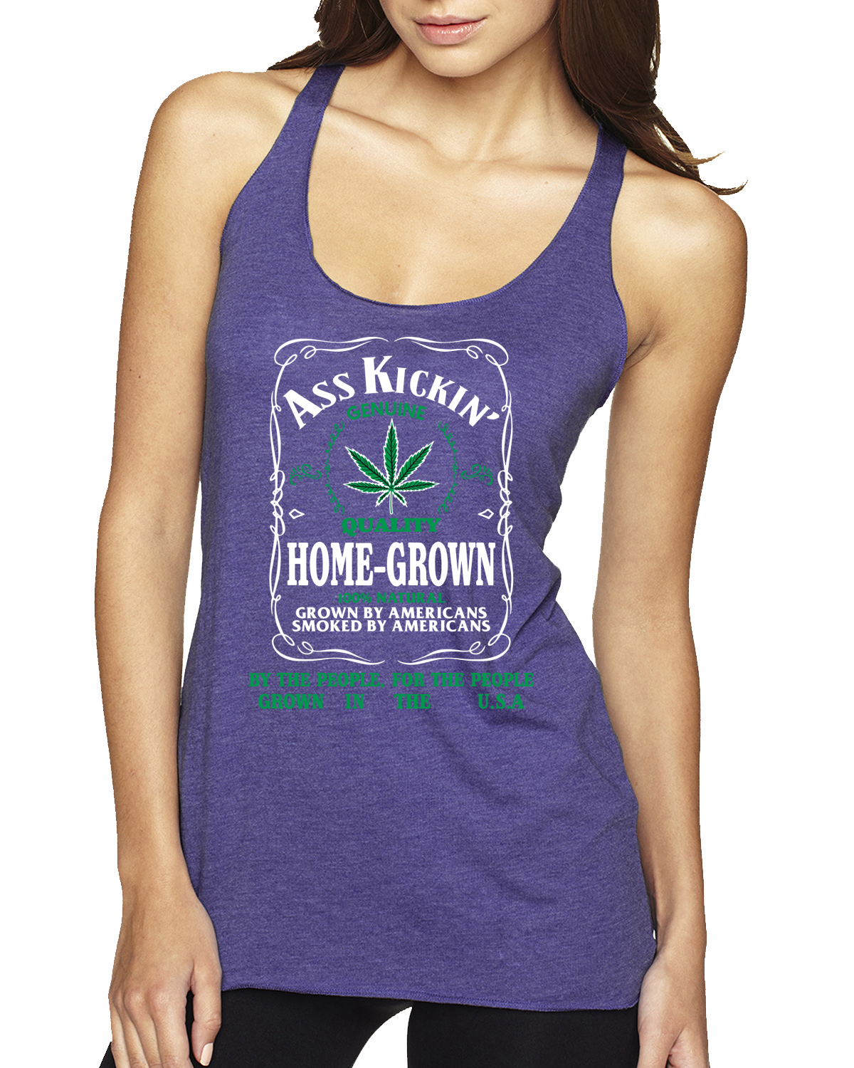Top sin mangas Ass Kickin"" de calidad genuina cultivada en casa hierba triple mezcla Racerback - Imagen 3 de 15
