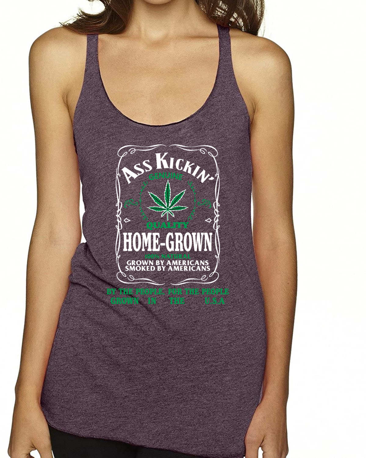 Top sin mangas Ass Kickin"" de calidad genuina cultivada en casa hierba triple mezcla Racerback - Imagen 15 de 15