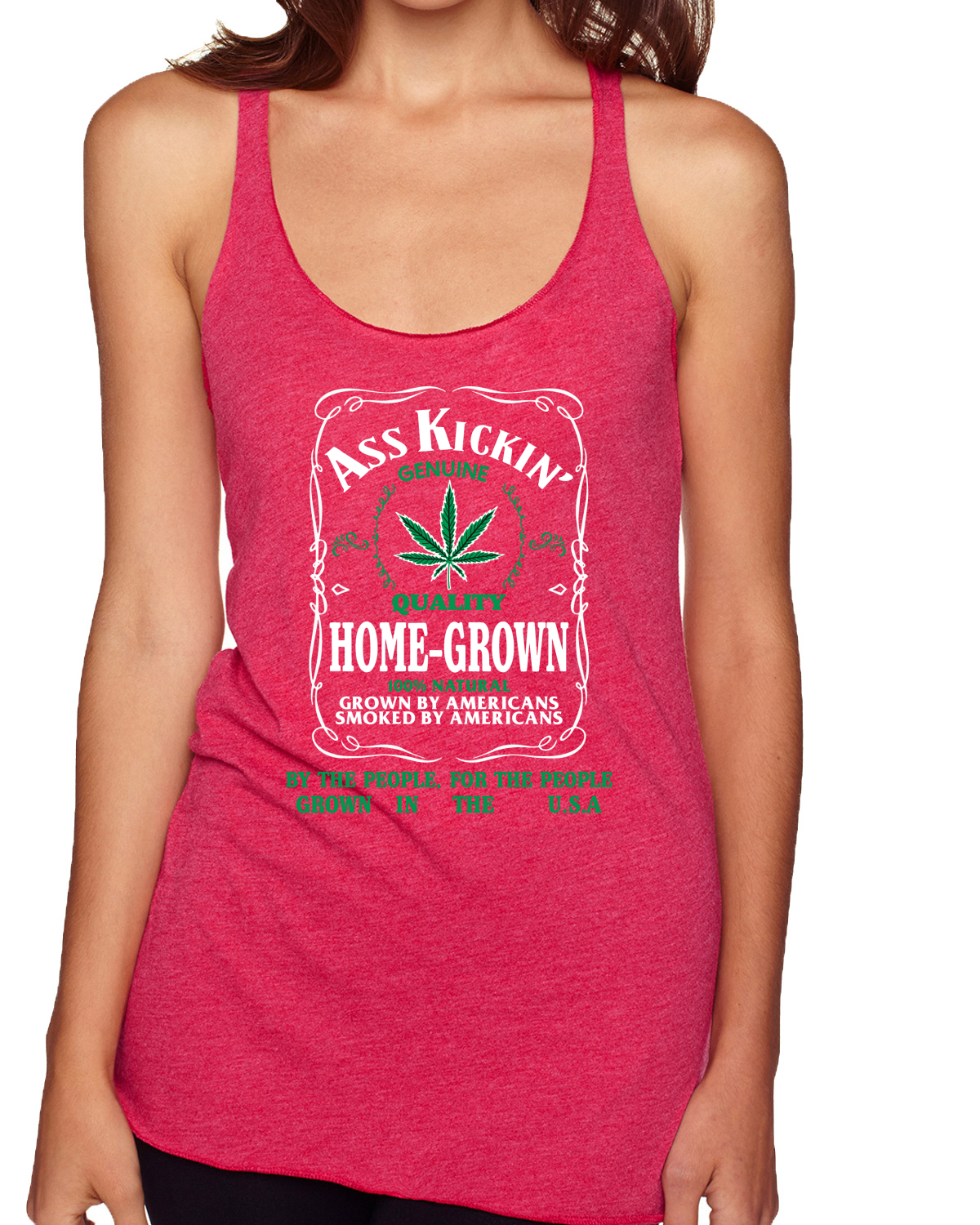 Top sin mangas Ass Kickin"" de calidad genuina cultivada en casa hierba triple mezcla Racerback - Imagen 13 de 15