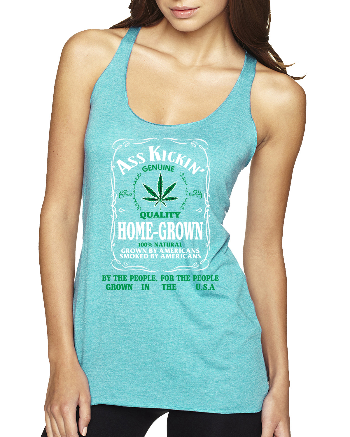 Top sin mangas Ass Kickin"" de calidad genuina cultivada en casa hierba triple mezcla Racerback - Imagen 4 de 15