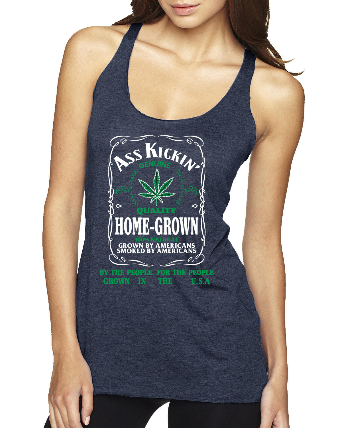 Top sin mangas Ass Kickin"" de calidad genuina cultivada en casa hierba triple mezcla Racerback - Imagen 9 de 15