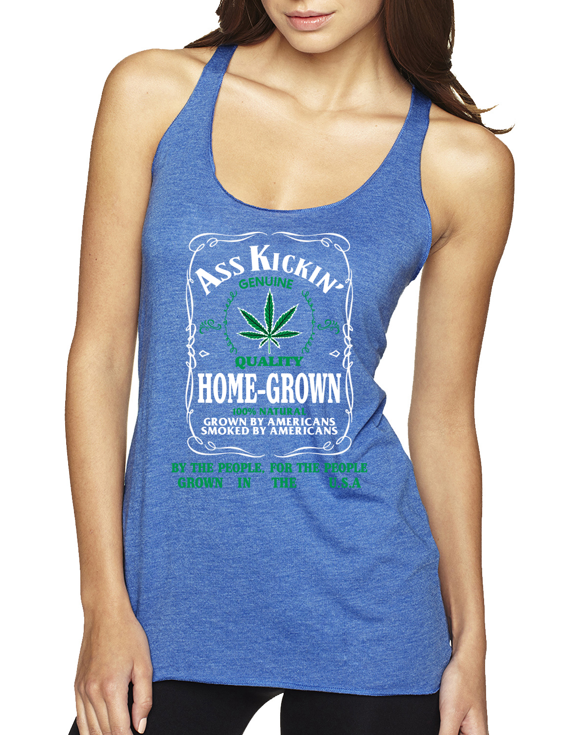 Top sin mangas Ass Kickin"" de calidad genuina cultivada en casa hierba triple mezcla Racerback - Imagen 11 de 15