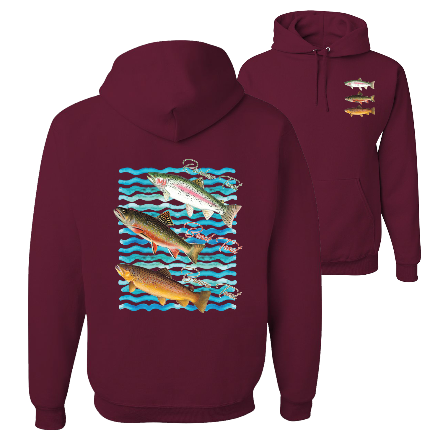 Vintage Rainbow Trout Fishing Retro Fish Graphic Pullover Hoodie