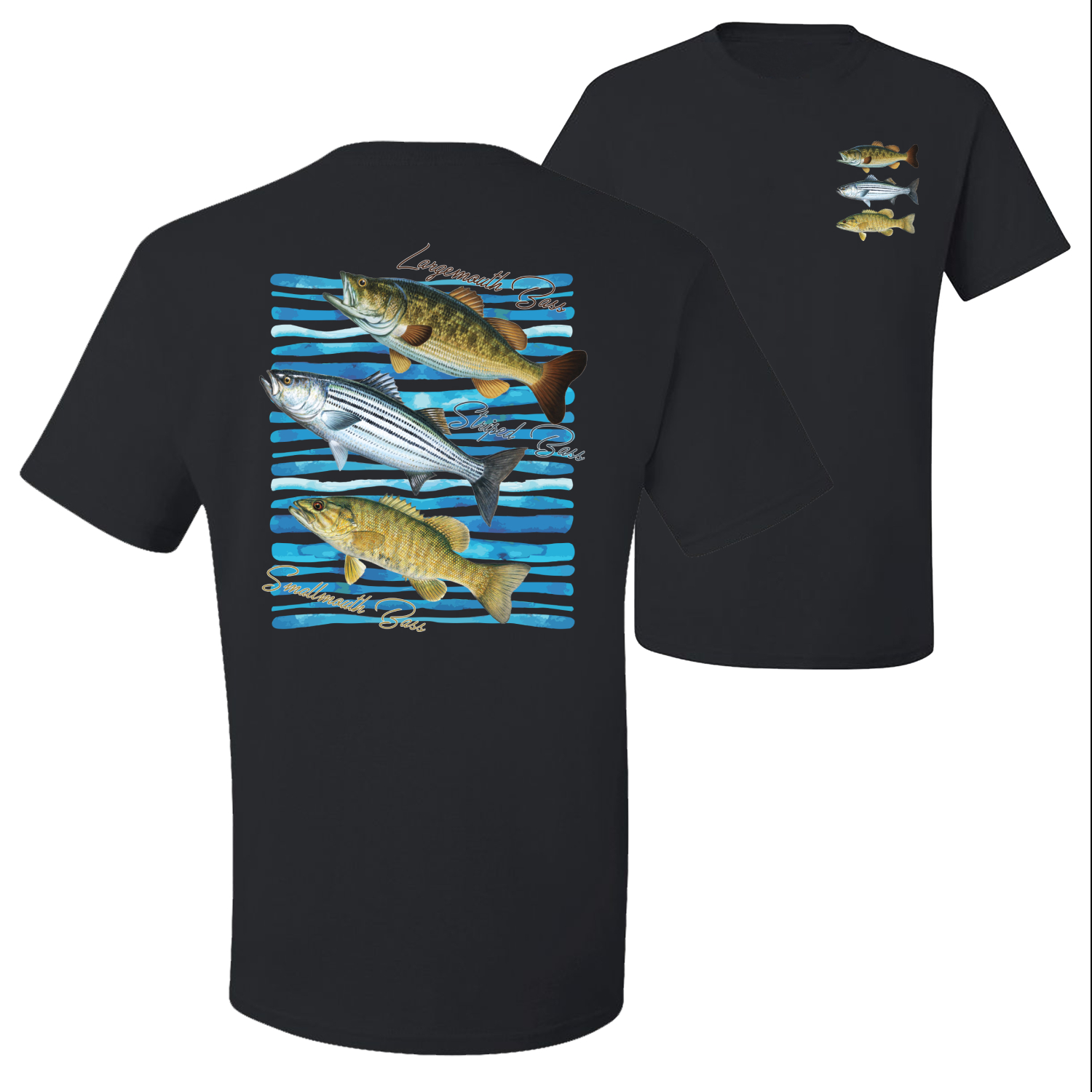 Largemouth Striped Smallmouth Big Bass Fish Graphic Men Tshirt - Picture 3 of 25