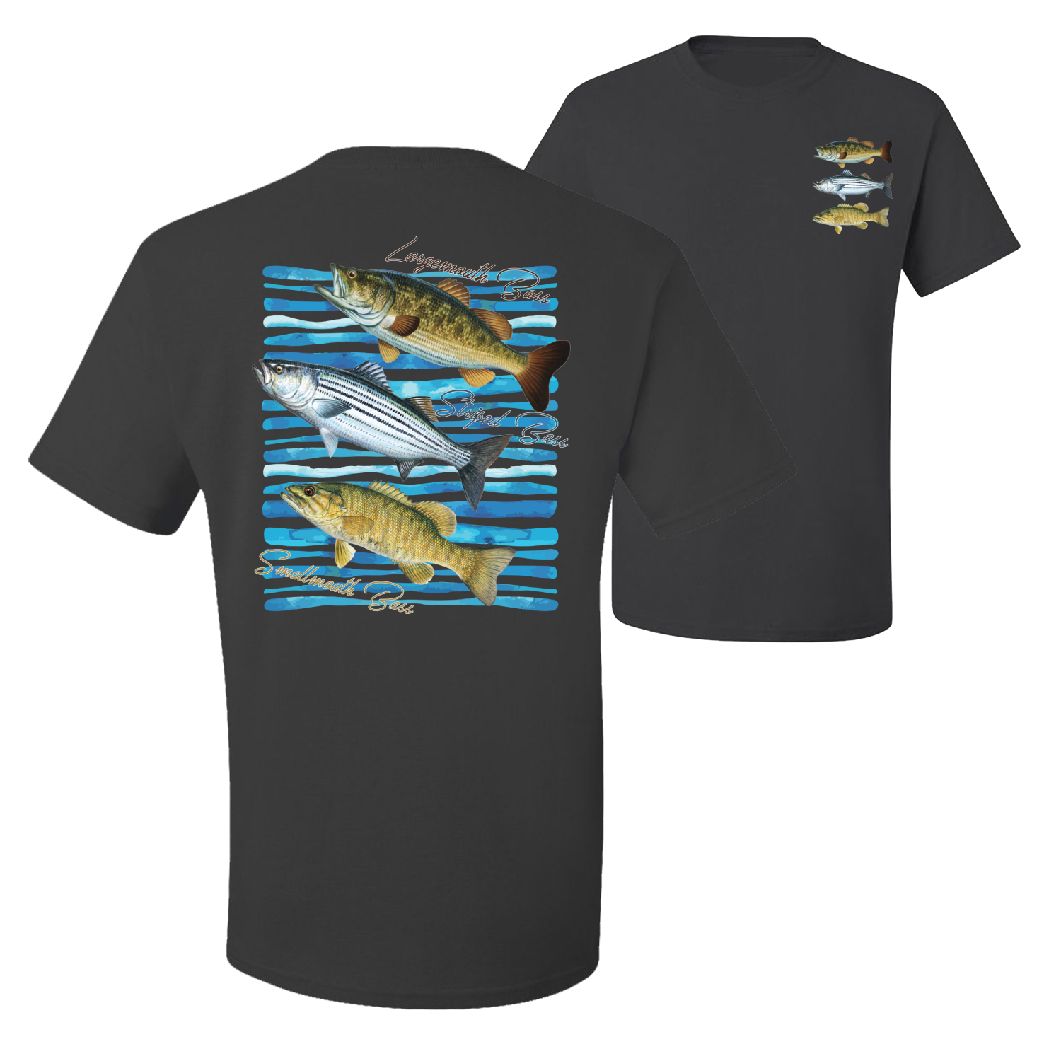 Largemouth Striped Smallmouth Big Bass Fish Graphic Men Tshirt - Picture 4 of 25