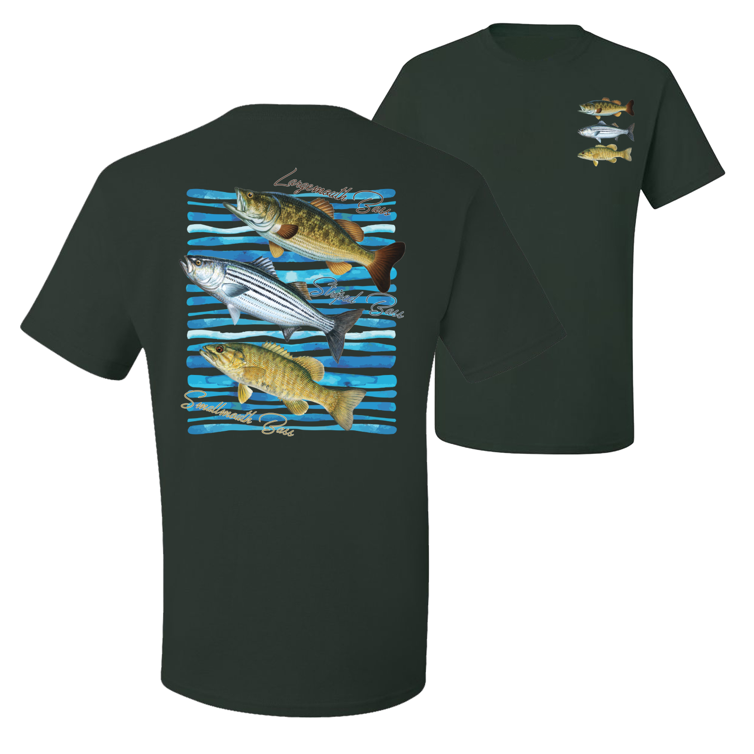 Largemouth Striped Smallmouth Big Bass Fish Graphic Men Tshirt - Picture 22 of 25