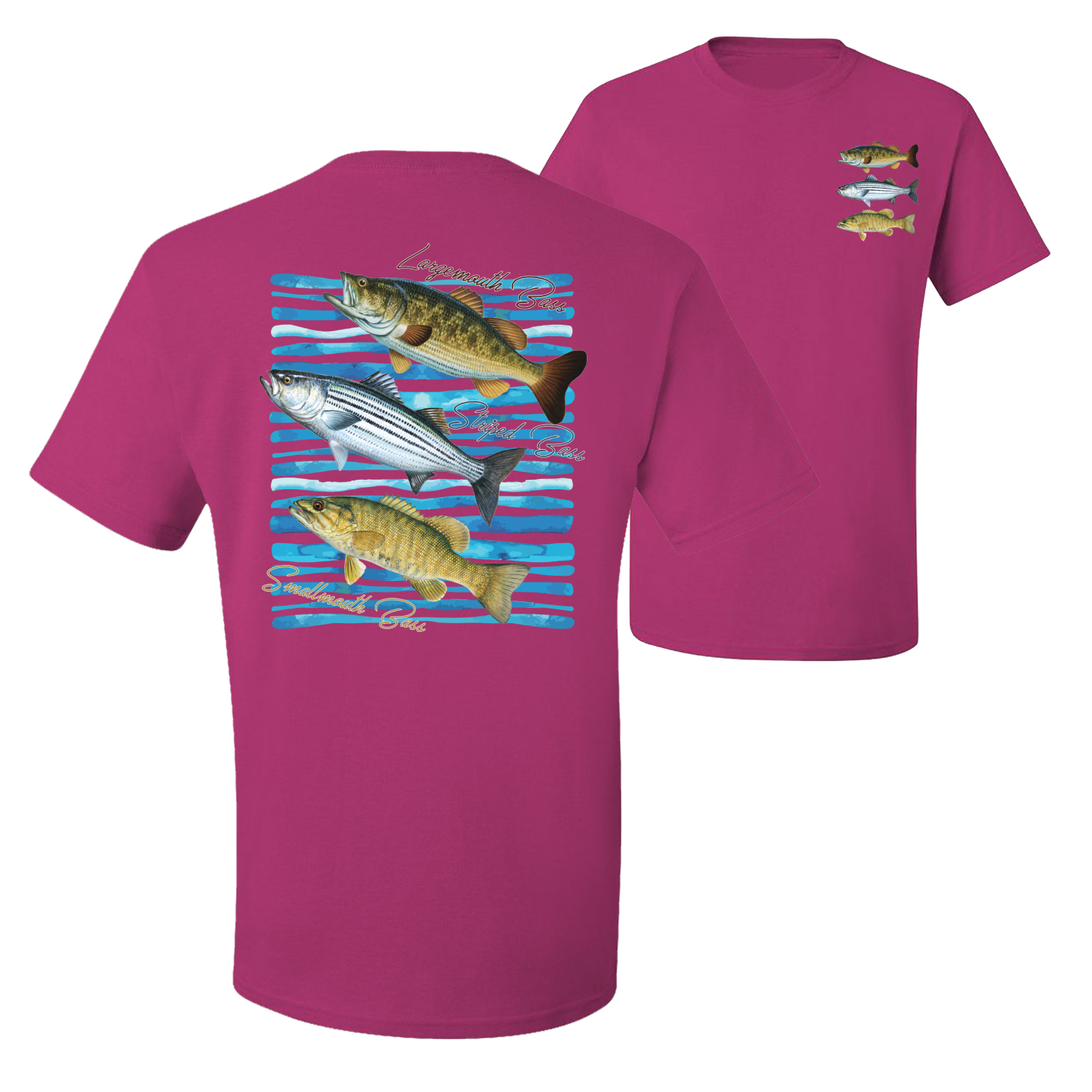 Largemouth Striped Smallmouth Big Bass Fish Graphic Men Tshirt - Picture 5 of 25