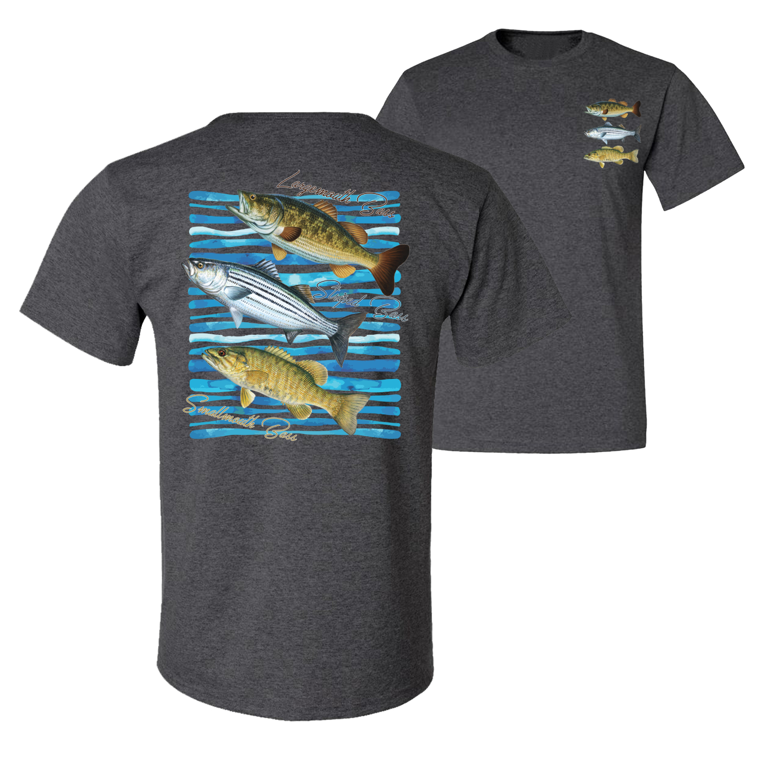 Largemouth Striped Smallmouth Big Bass Fish Graphic Men Tshirt - Picture 7 of 25