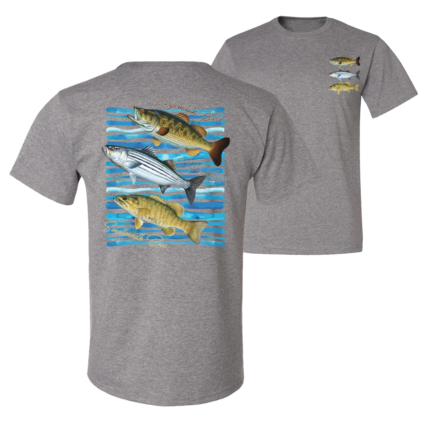 Largemouth Striped Smallmouth Big Bass Fish Graphic Men Tshirt - Picture 8 of 25