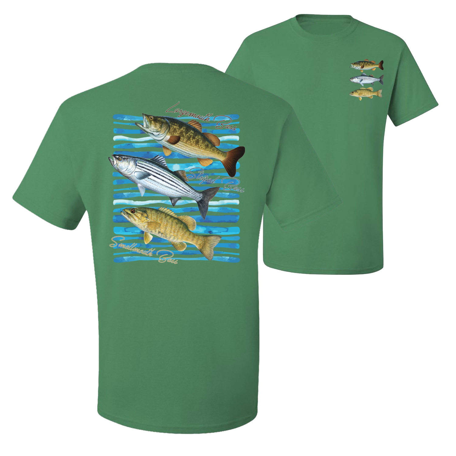 Largemouth Striped Smallmouth Big Bass Fish Graphic Men Tshirt - Picture 9 of 25