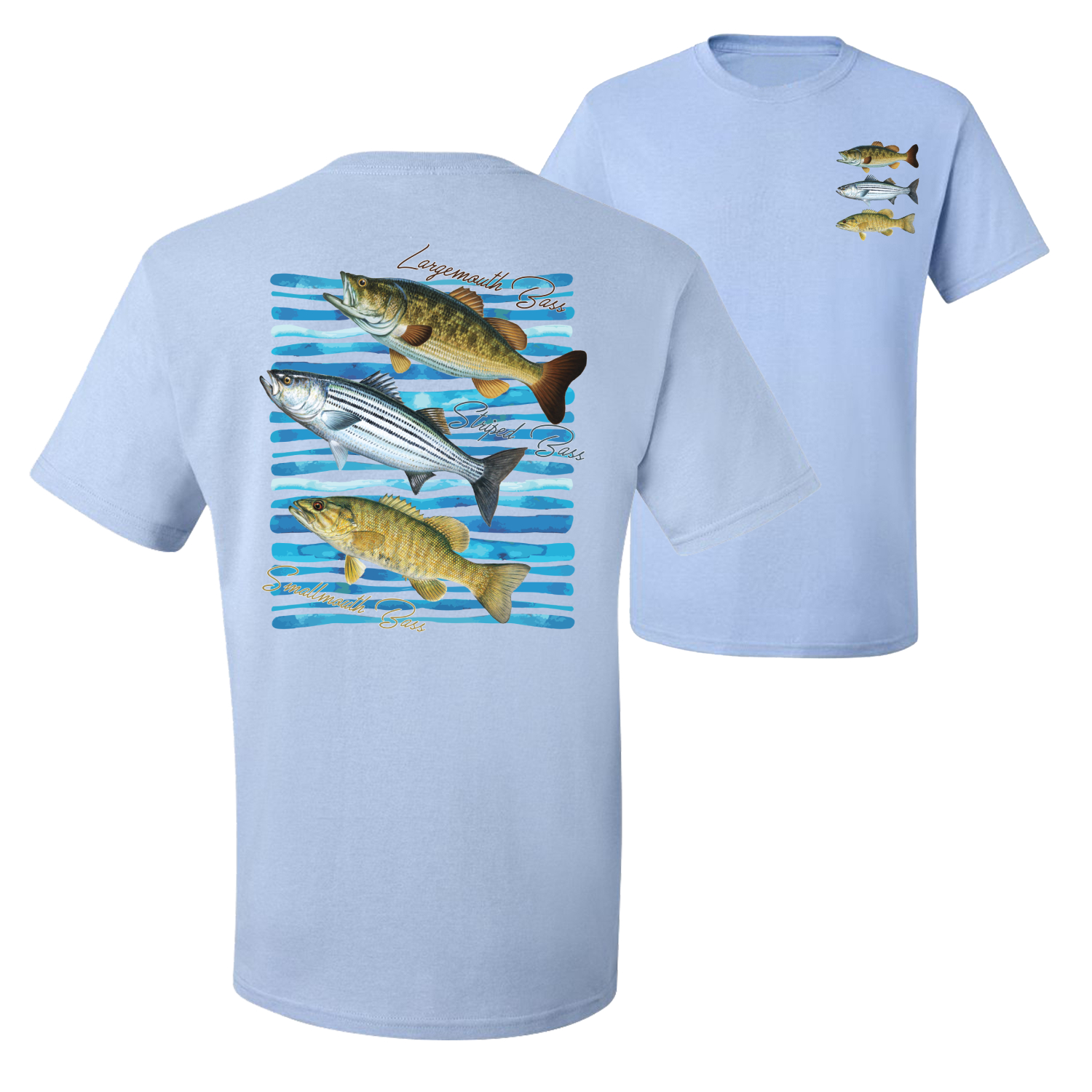 Largemouth Striped Smallmouth Big Bass Fish Graphic Men Tshirt - Picture 10 of 25