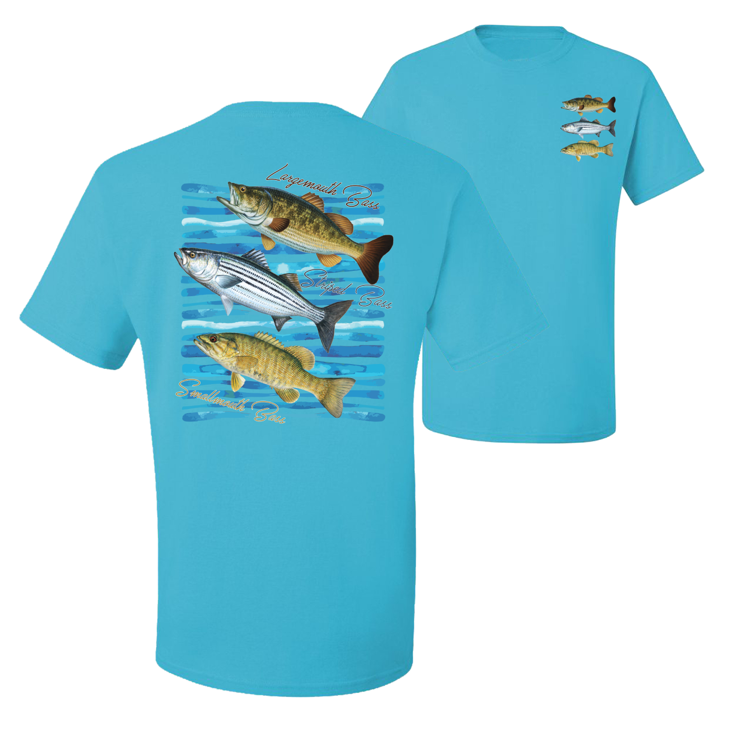 Largemouth Striped Smallmouth Big Bass Fish Graphic Men Tshirt - Picture 12 of 25