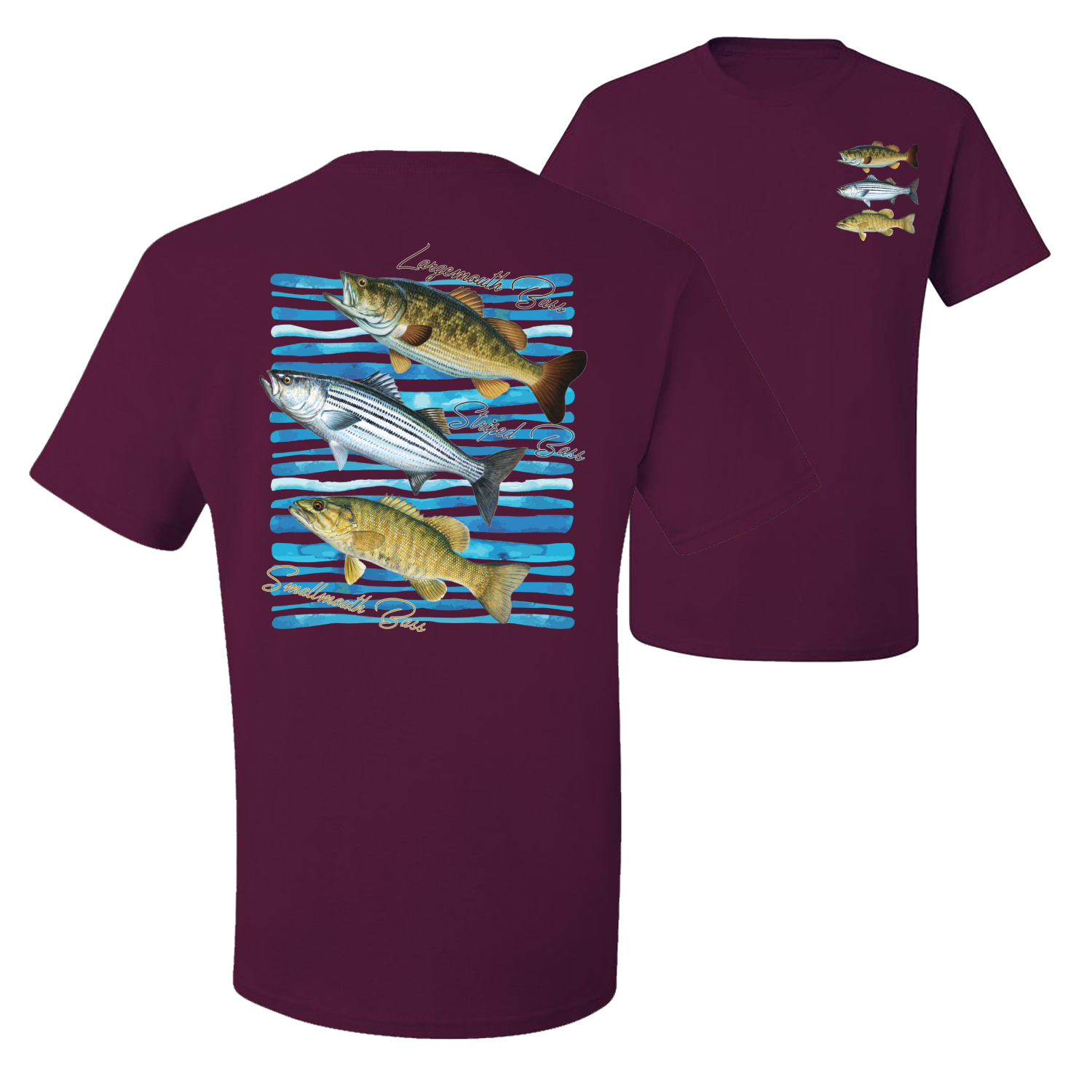 Largemouth Striped Smallmouth Big Bass Fish Graphic Men Tshirt - Picture 13 of 25