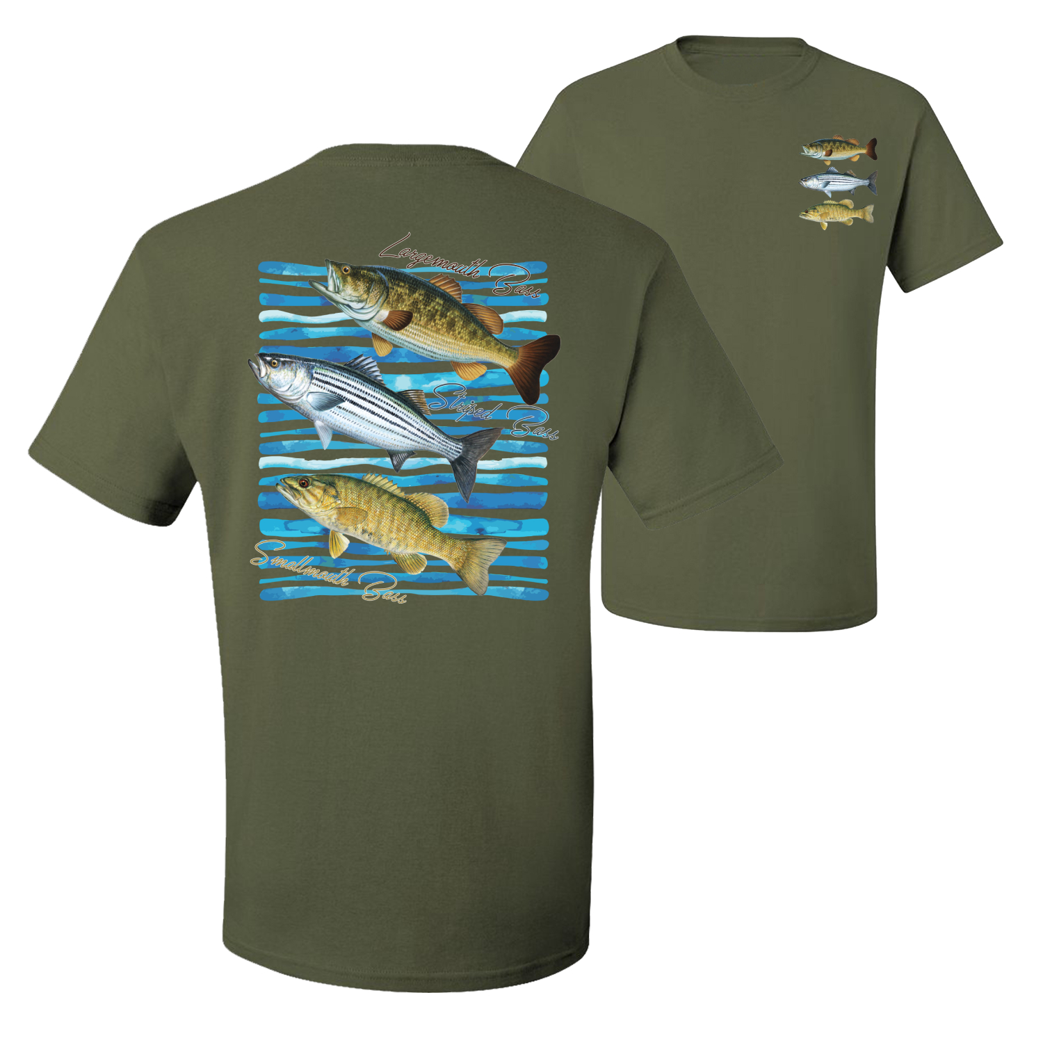 Largemouth Striped Smallmouth Big Bass Fish Graphic Men Tshirt - Picture 14 of 25