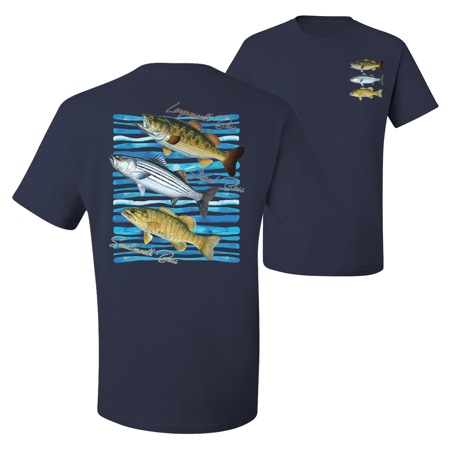 Largemouth Striped Smallmouth Big Bass Fish Graphic Men Tshirt - Picture 16 of 25