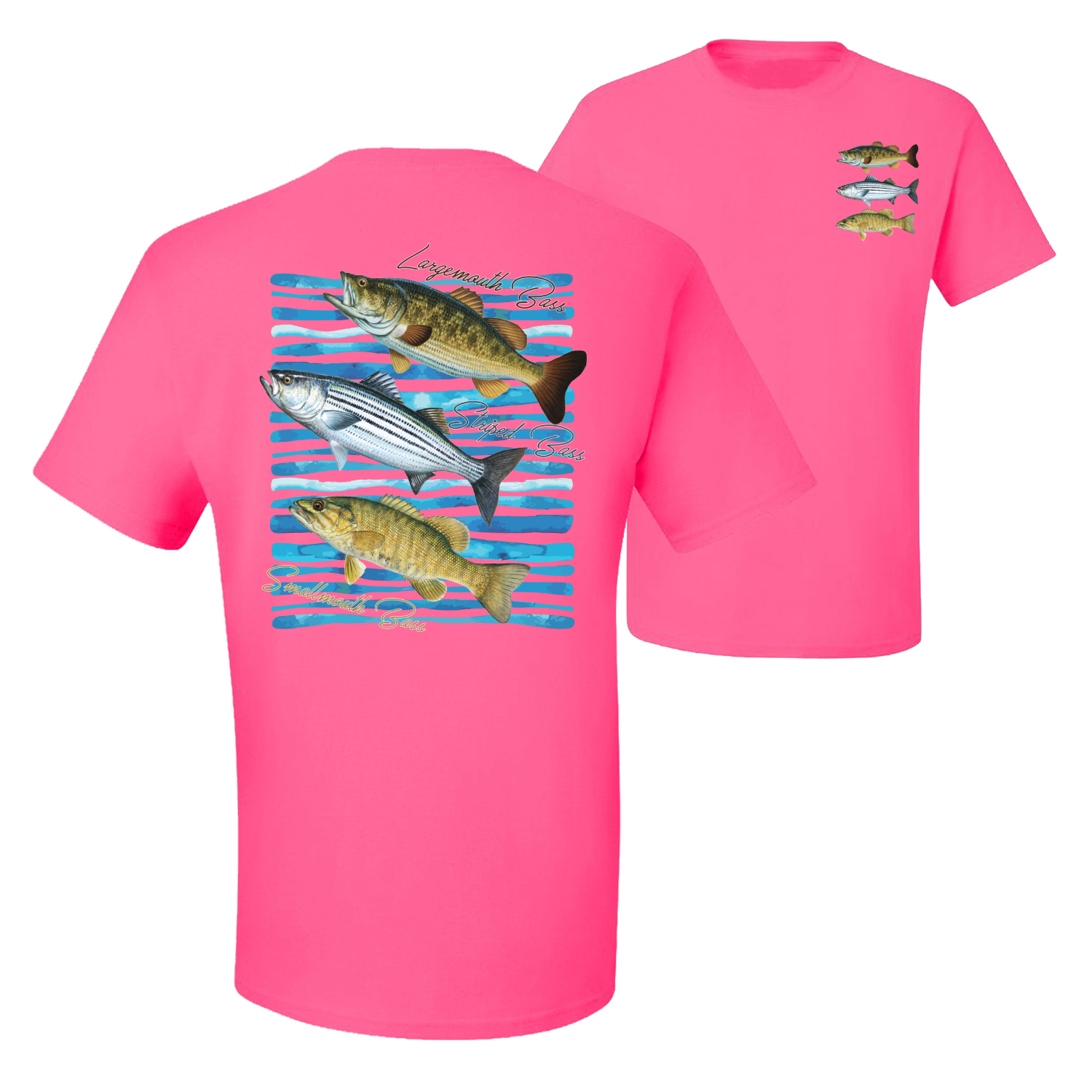 Largemouth Striped Smallmouth Big Bass Fish Graphic Men Tshirt - Picture 15 of 25