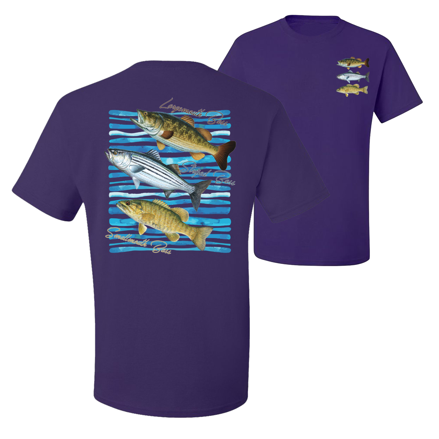 Largemouth Striped Smallmouth Big Bass Fish Graphic Men Tshirt - Picture 18 of 25