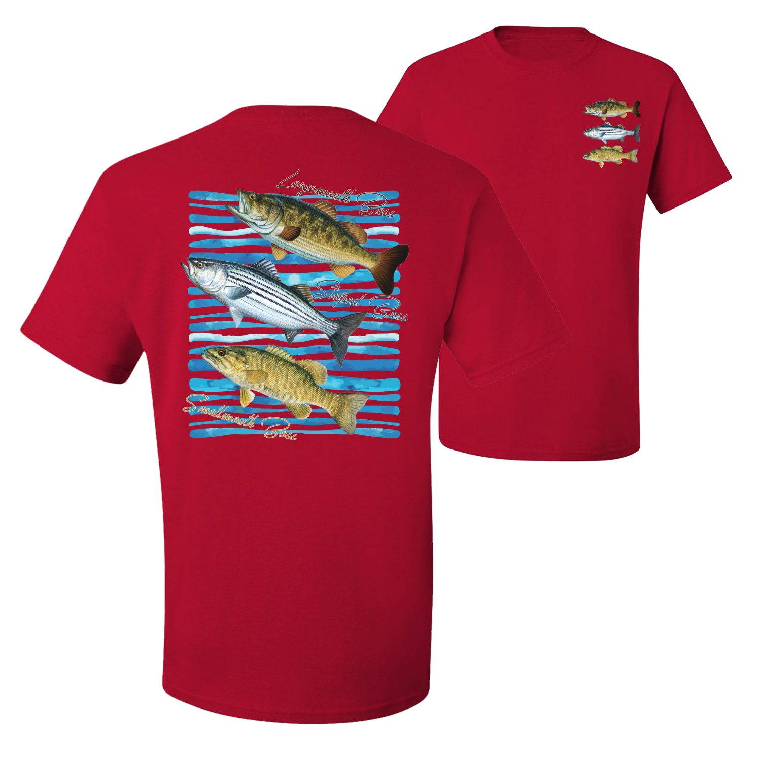 Largemouth Striped Smallmouth Big Bass Fish Graphic Men Tshirt - Picture 19 of 25