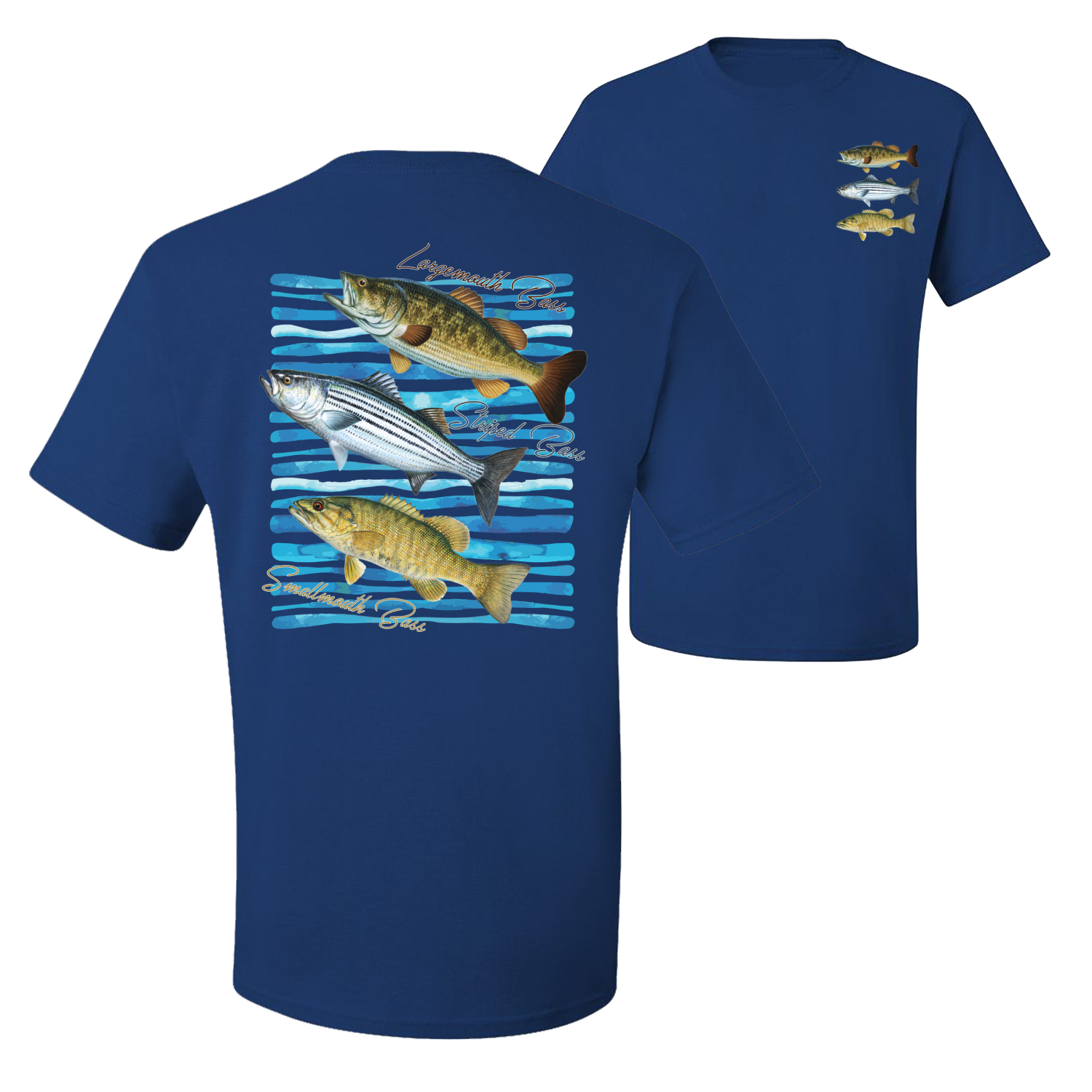 Largemouth Striped Smallmouth Big Bass Fish Graphic Men Tshirt - Picture 20 of 25