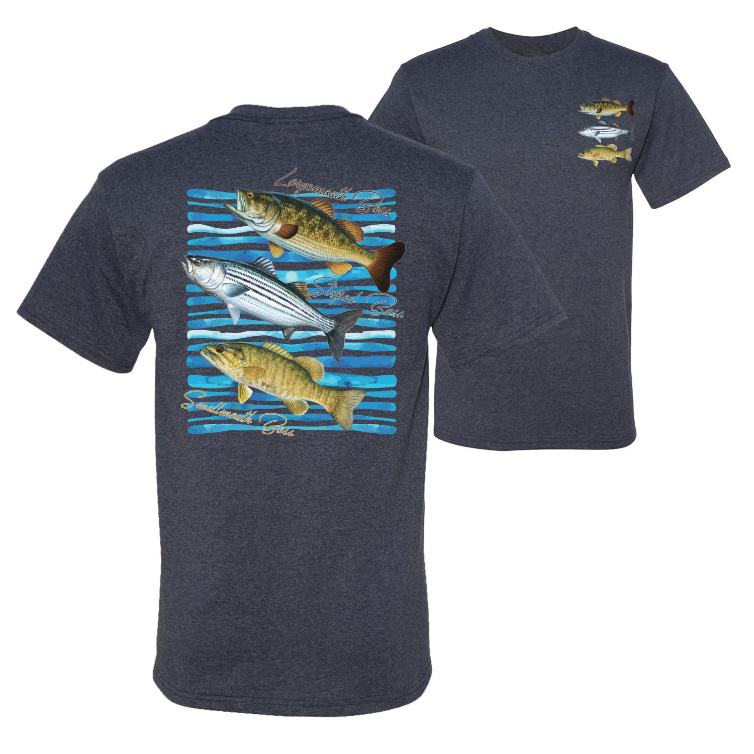 Largemouth Striped Smallmouth Big Bass Fish Graphic Men Tshirt - Picture 24 of 25