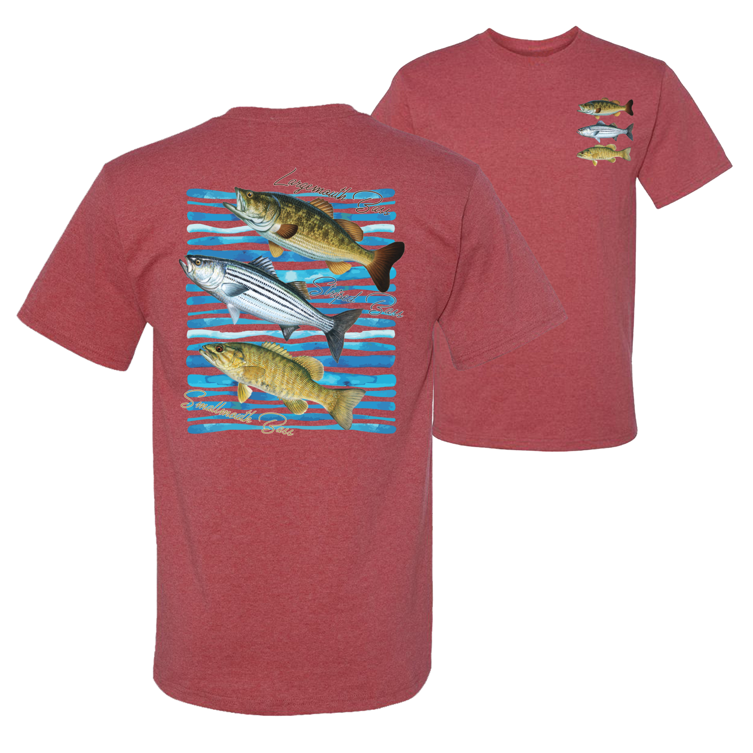 Largemouth Striped Smallmouth Big Bass Fish Graphic Men Tshirt - Picture 25 of 25