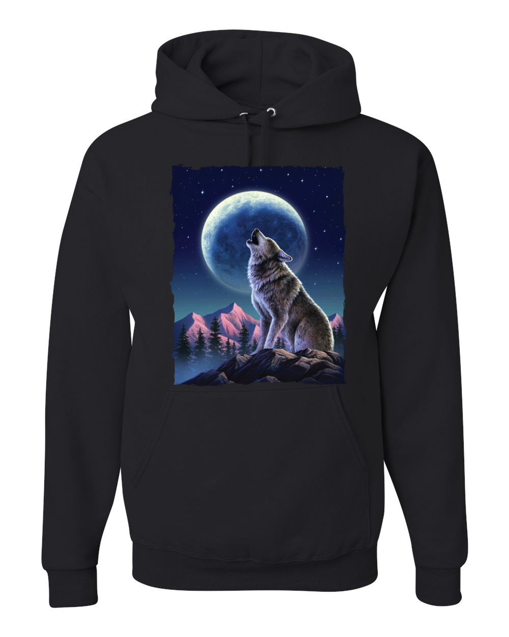 Full Moon Snow Wolf Howling Graphic Hoodie Sweatshirt | eBay