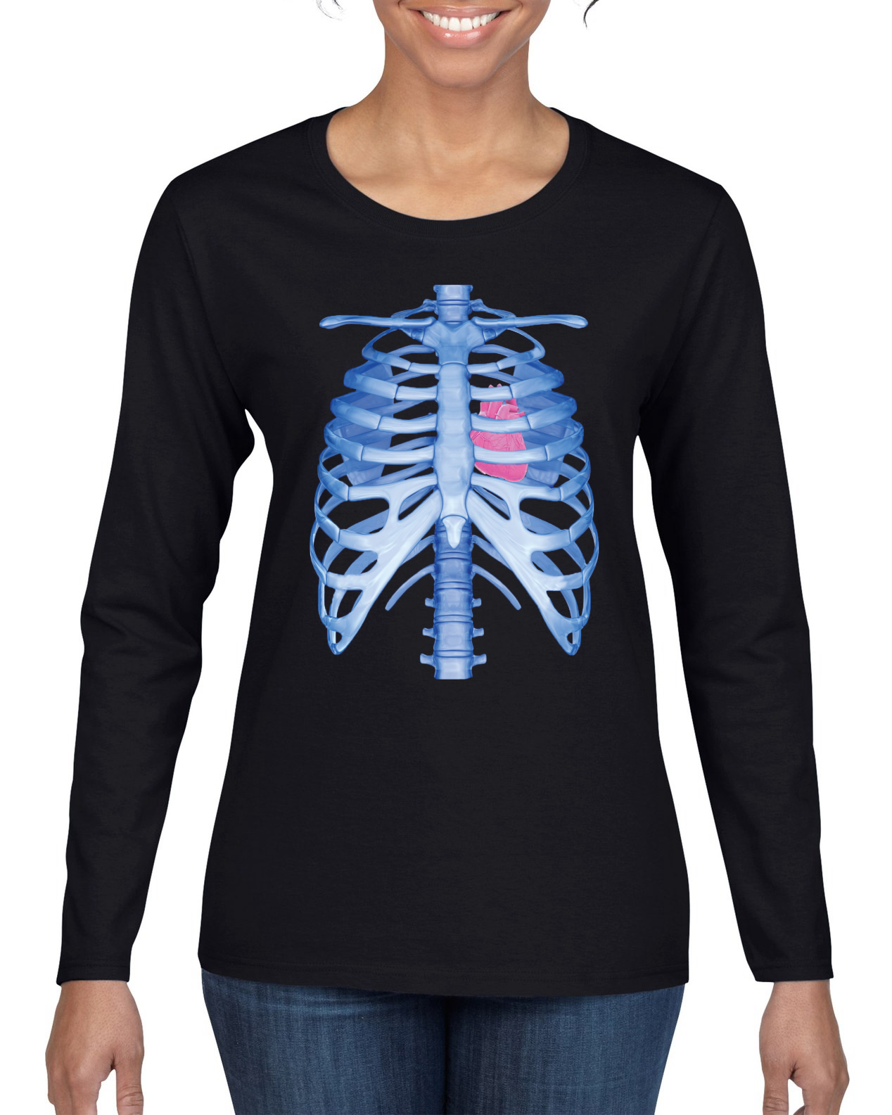 Blue Rib Cage Skeleton Halloween Womens 