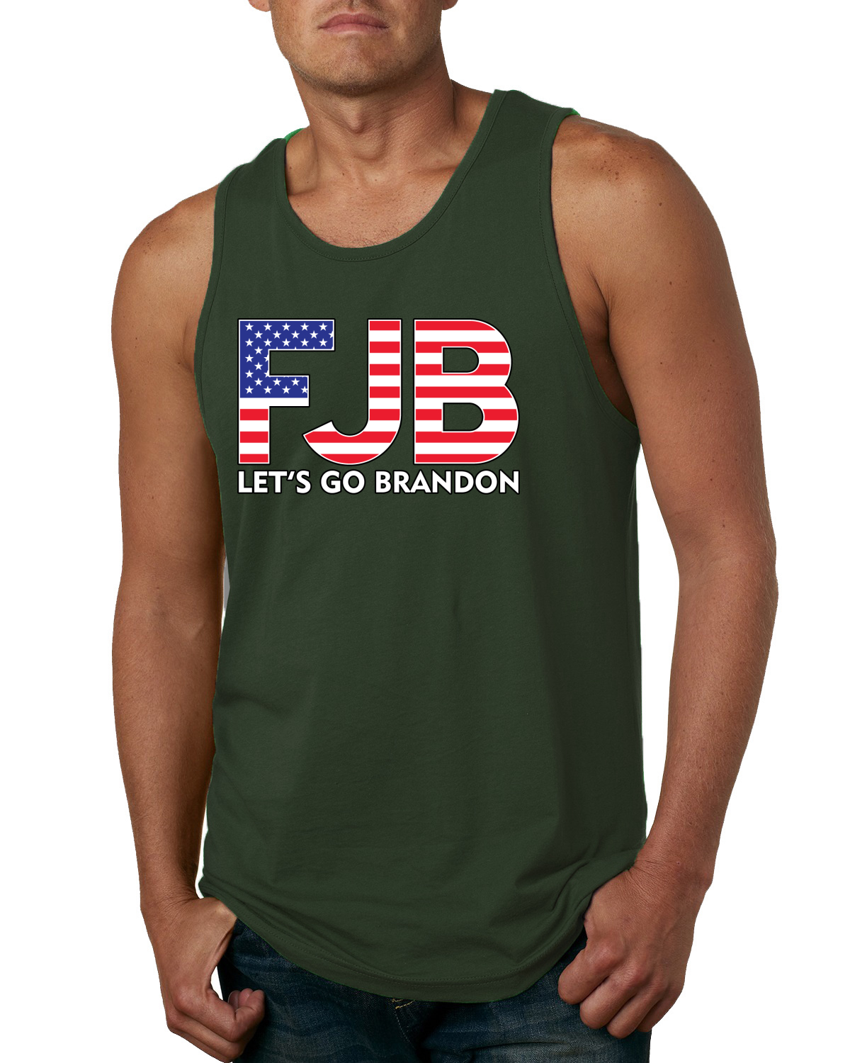 Camiseta sin mangas gráfica FJB Lets Go Brandon bandera de EE. UU. para hombre - Imagen 4 de 9