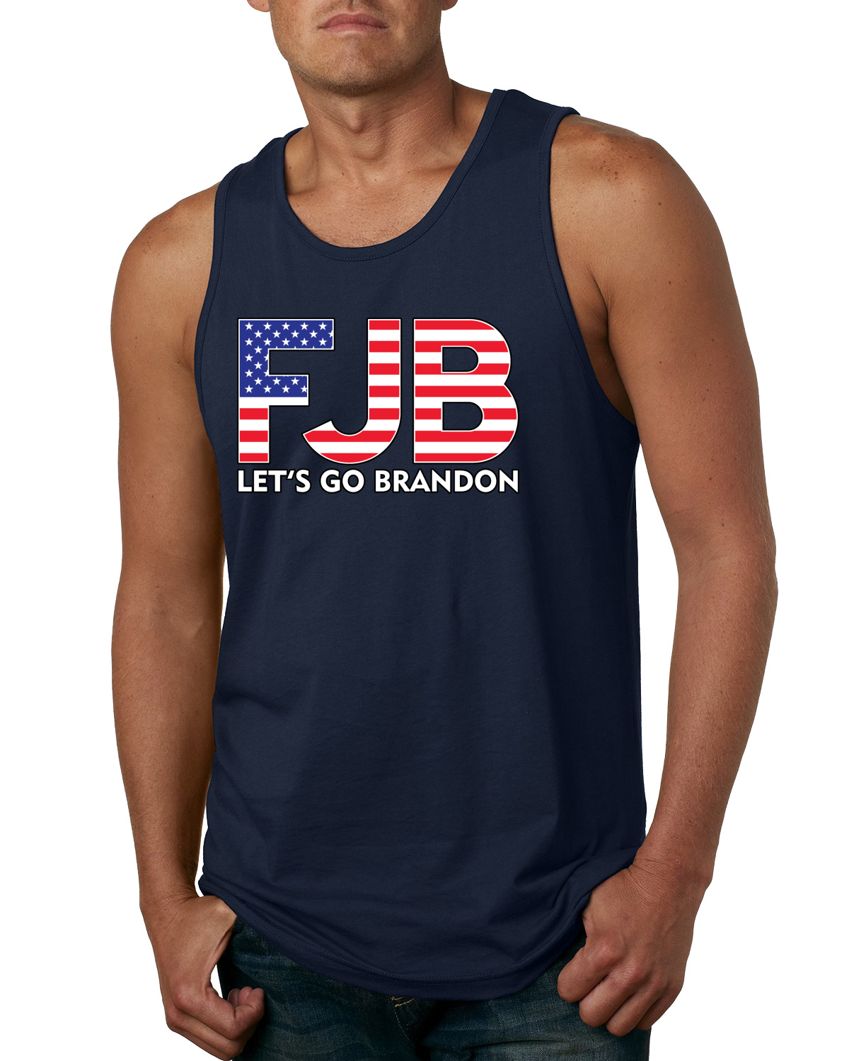 Camiseta sin mangas gráfica FJB Lets Go Brandon bandera de EE. UU. para hombre - Imagen 6 de 9