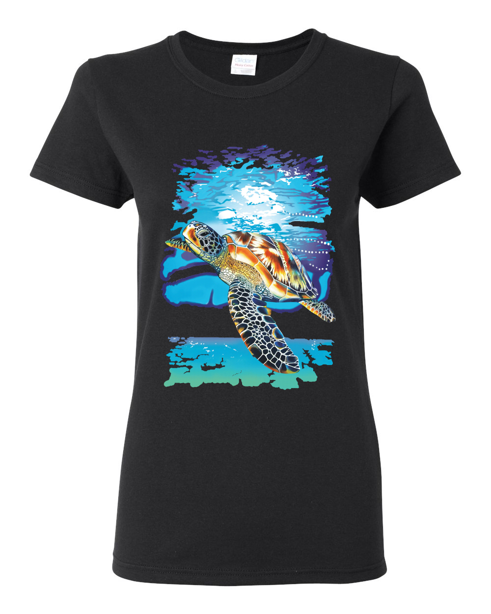 Swimming Sea Turtle Animals Women Graphic Shirt - Picture 3 of 17
