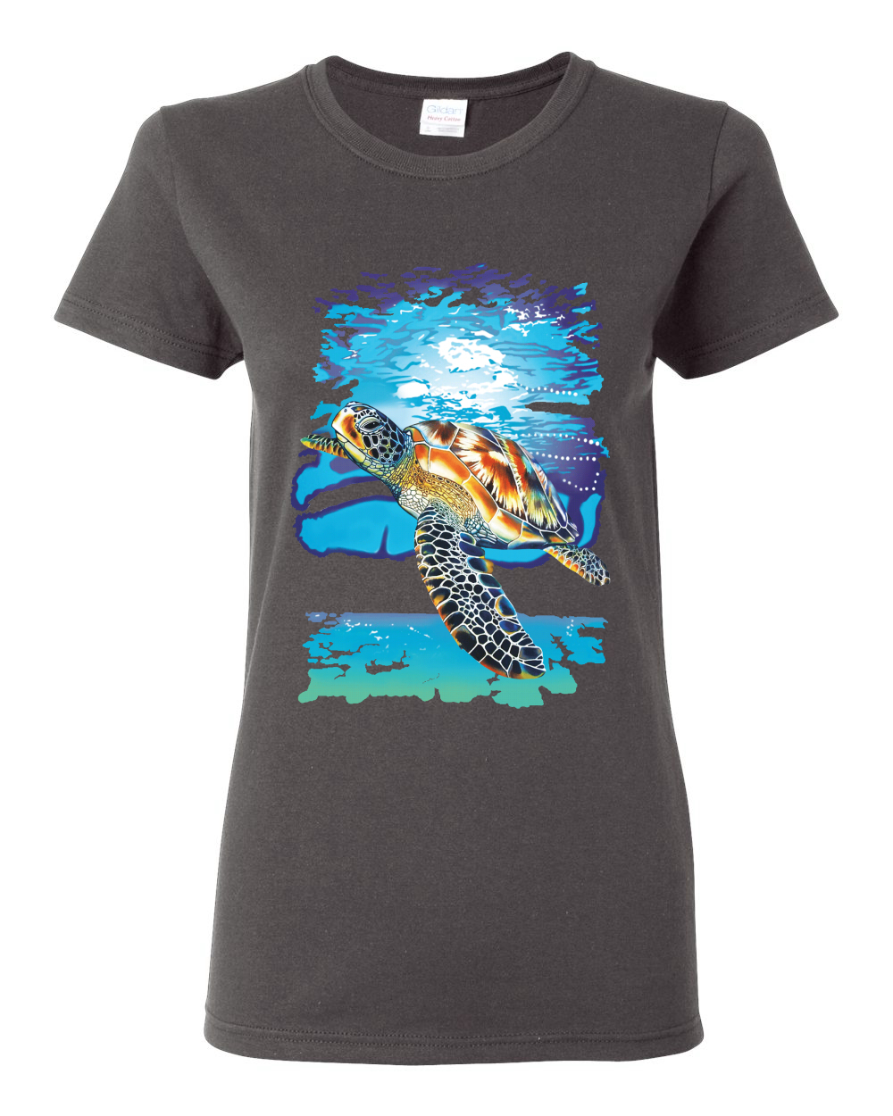 Swimming Sea Turtle Animals Women Graphic Shirt - Picture 4 of 17