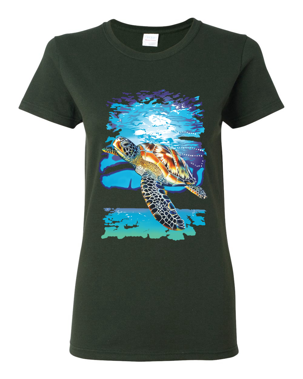Swimming Sea Turtle Animals Women Graphic Shirt - Picture 5 of 17