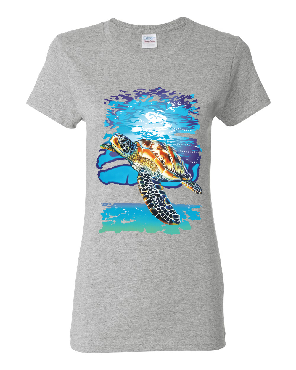 Swimming Sea Turtle Animals Women Graphic Shirt - Picture 8 of 17