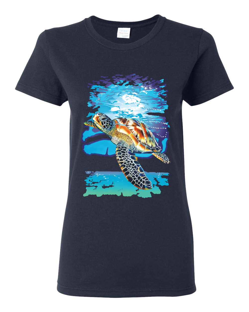 Swimming Sea Turtle Animals Women Graphic Shirt - Picture 12 of 17