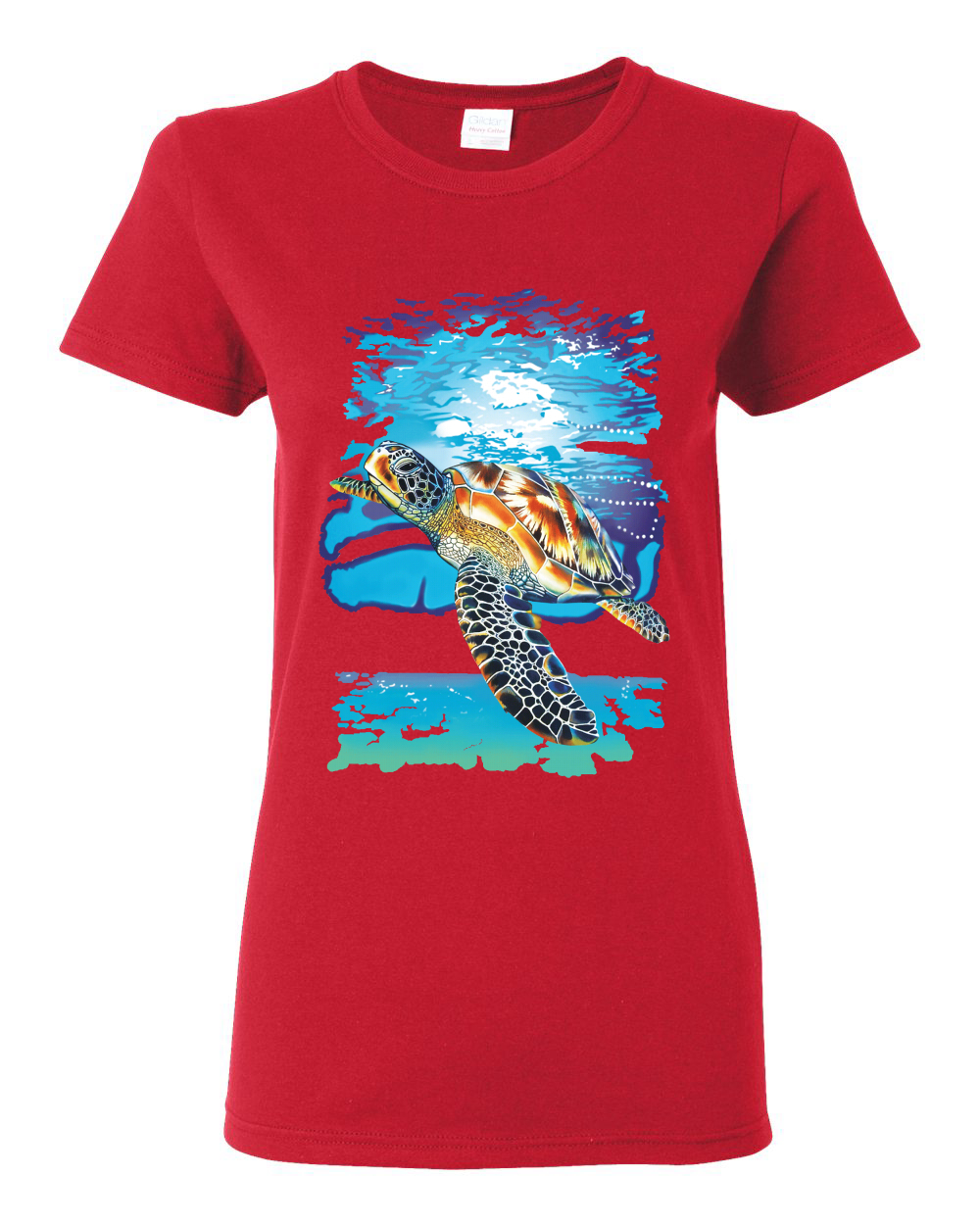 Swimming Sea Turtle Animals Women Graphic Shirt - Picture 15 of 17