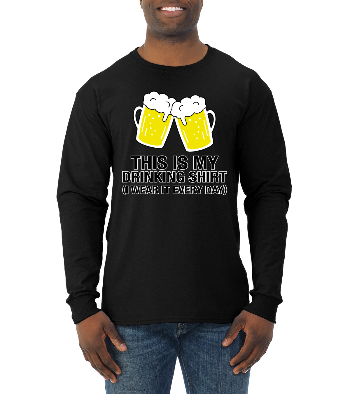 This is My Drinking I wear It Everyday Beer Mug Funny Drinking Long Sleeve Shirt - Picture 3 of 6