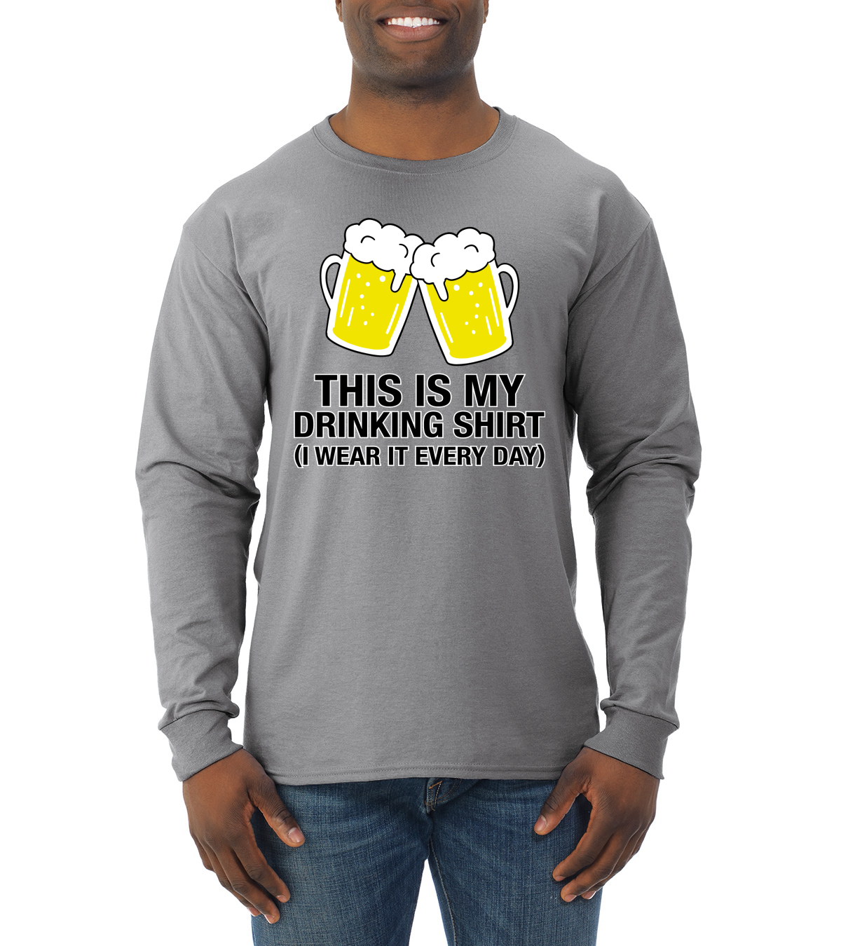 This is My Drinking I wear It Everyday Beer Mug Funny Drinking Long Sleeve Shirt - Picture 4 of 6