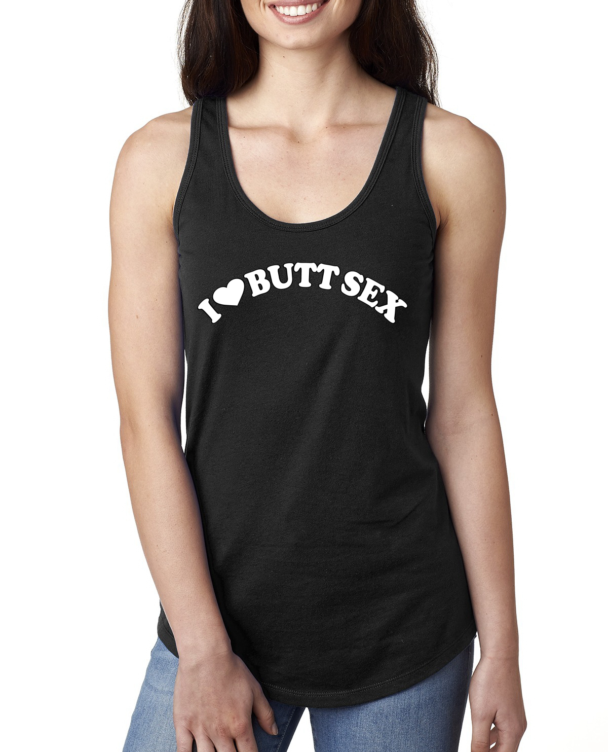 Camiseta sin mangas I Heart Butt Sex Ladies Racerback - Imagen 3 de 9