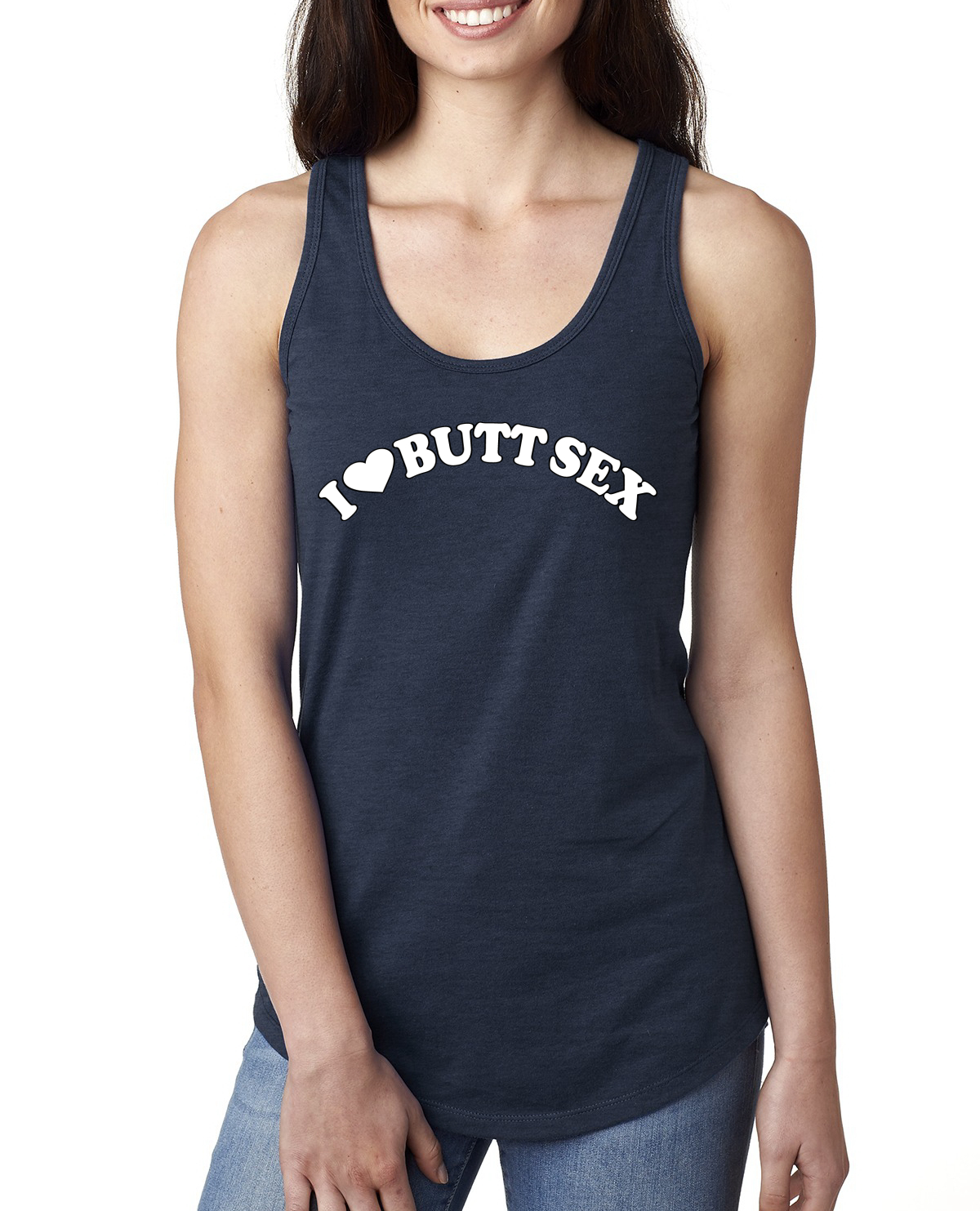 Camiseta sin mangas I Heart Butt Sex Ladies Racerback - Imagen 6 de 9
