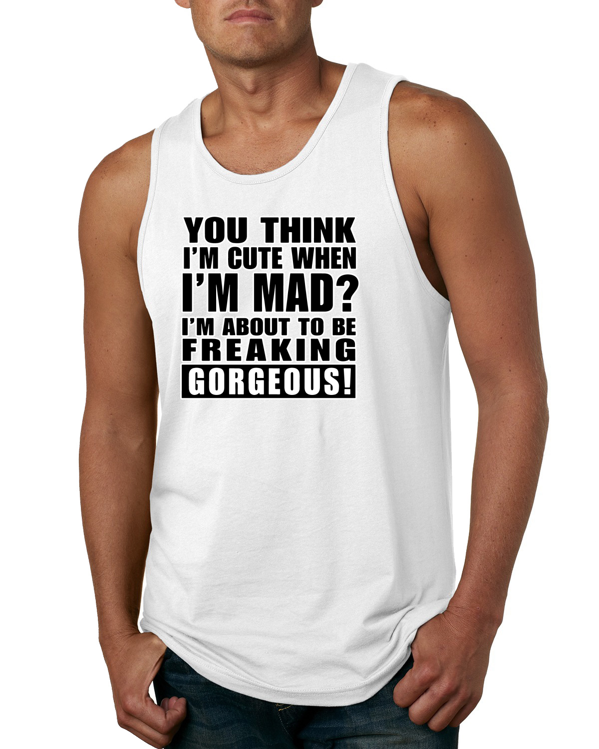 You Think I'm Cute When Im Mad? Camiseta sin mangas I'm About To Be Gorgeous Humor para hombre - Imagen 8 de 8